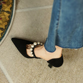 Faiza Dorsay Heels with Pearls Black